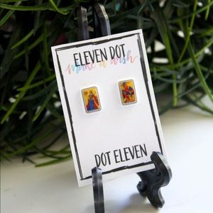Psychic Palm Reader Tarot Card Deck Stud Earrings